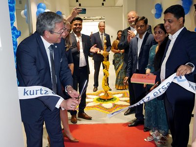 All the best for the new office – Kurtz Ersa India CEO Rainer Krauss cutting the ribbon
