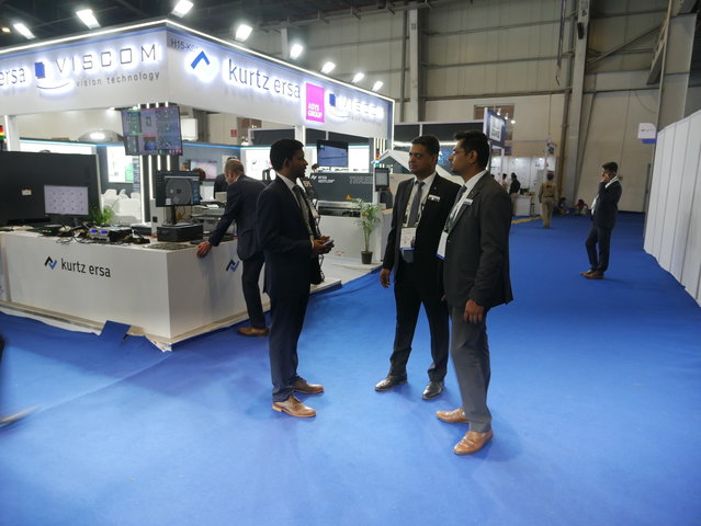 Trade show briefing with VPs Sameer Verma (Sales & Marketing, center), Gopa Gopinathen (Service & Processes, left), and Area Sales Manager Ankit Shukla Trade show briefing with VPs Sameer Verma (Sales & Marketing, center), Gopa Gopinathen (Service & Processes, left), and Area Sales Manager Ankit Shukla