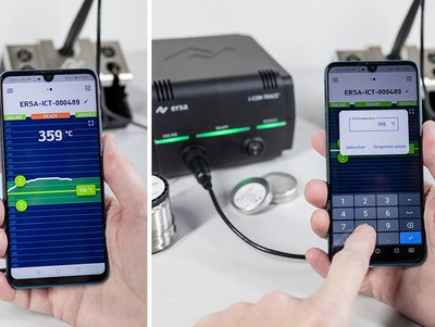 Intuitive and safe operation of the i-CON TRACE with the Ersa TRACE APP via WLAN. Setting and displaying all parameters on any number of soldering stations. For iOS and Android. In real time.