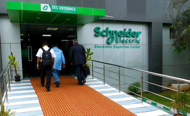 Entrance to the electronics production facility at the Schneider Electric site in Bangalore Entrance to the electronics production facility at the Schneider Electric site in Bangalore