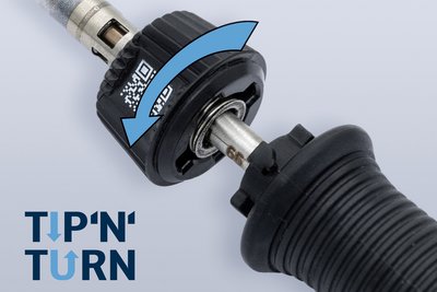 The patented tip´n´turn concept enables tips to be changed literally in the blink of an eye. Thanks to the bayonet lock, the heating element is retained – only the tip is replaced in record time. This saves costs and conserves resources