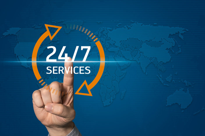 Service of Automation Projects Finger pointing to 24/7 graphics